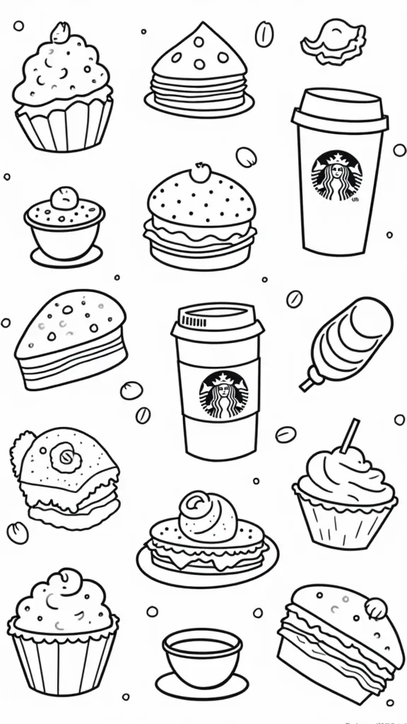 starbucks food cute coloring pages